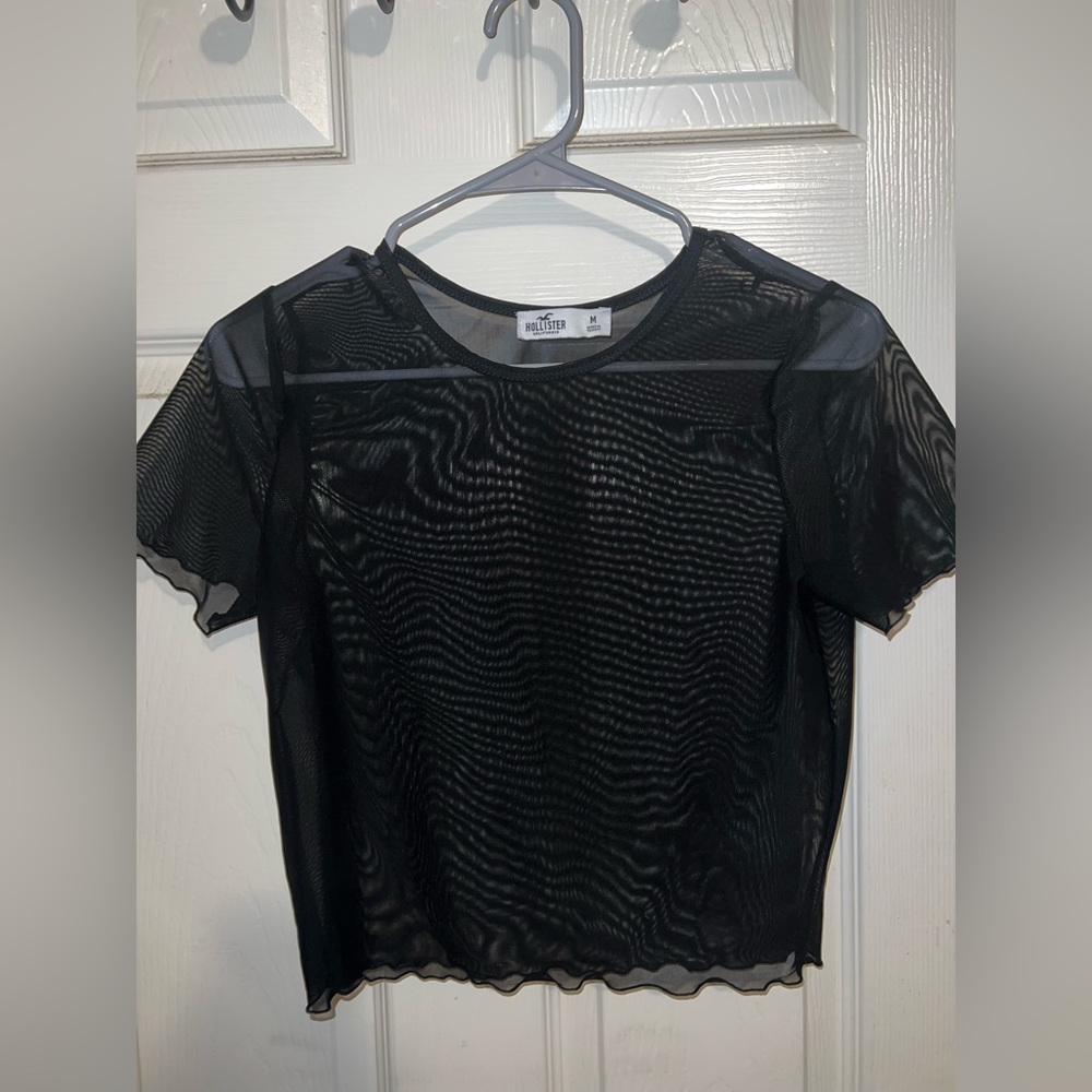 Hollister black see through mesh top